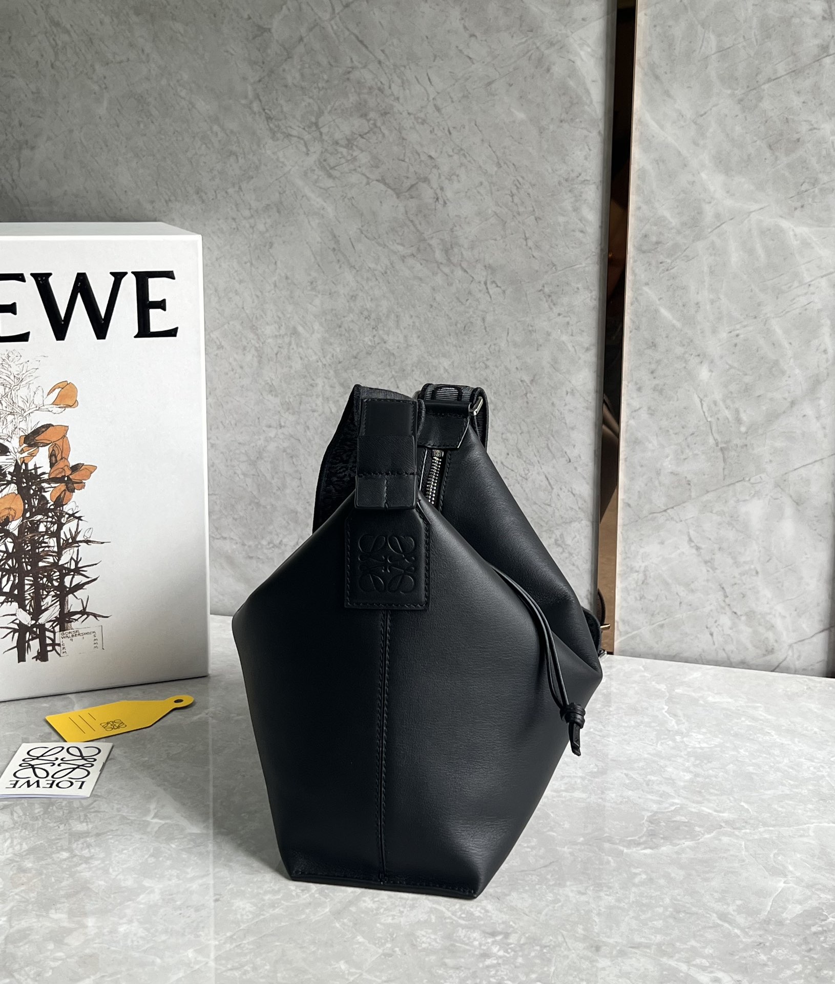 Loewe Small Cubi Crossbody Bag in Supple Smooth Calfskin and Jacquard Black